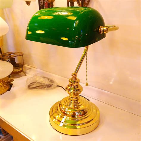 Vintage Luxury Banker Lamp Lawyer Lamp Matte Mustard Yellow Glass