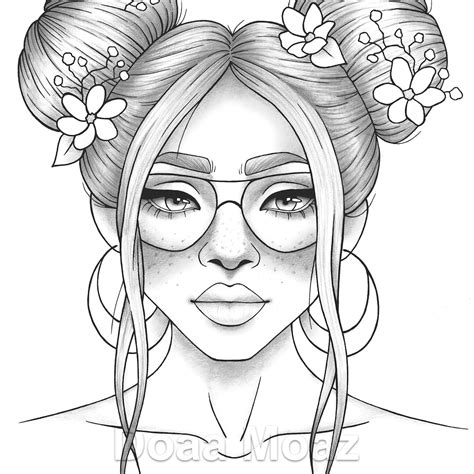Printable Coloring Page Girl Portrait And Clothes Colouring Coloring