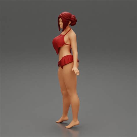 3D Printable Sexy Bikini Girl Posing At Beach By 3DGeschaft Miniatures Figures