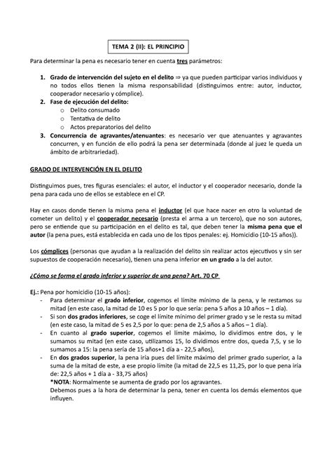 Tema Ii Determinacio N De La Pena Para Determinar La Pena Es