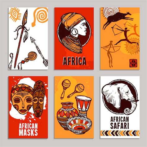 Afrika Poster Set Gratis Vector