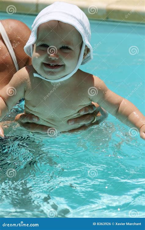 Baby Held In A Pool Stock Photo Image Of Girl Naked