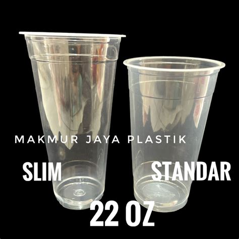 Jual Gelas Plastik Bening Cup Minuman Oz Slim Isi Pc Shopee