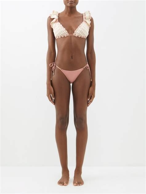 Zimmermann Clover Crochet Triangle Bikini Cream Pink Shopstyle Two