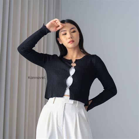 Jual Kannavel Chloe Knit Top Atasan Wanita Korean Look Shopee Indonesia