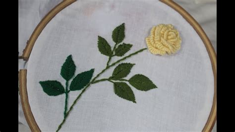 Hand Embroidery Cast On Rose Design Youtube