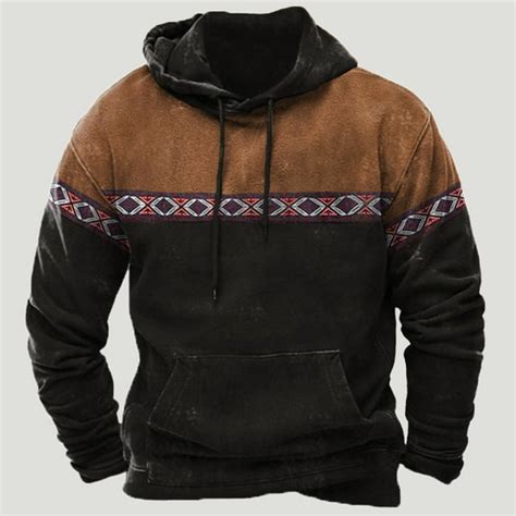 Cllios Clearance Clothes Under 5 Mens Western Aztec Sweatshirts