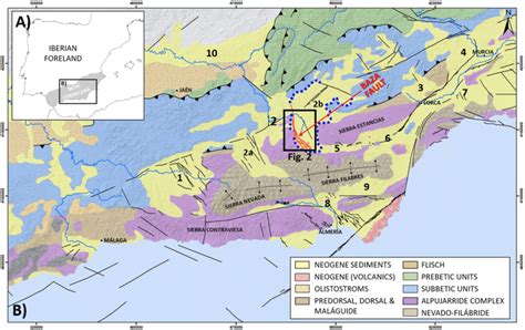 A Location Of The Betic Cordillera B Simplified Geological Map Of