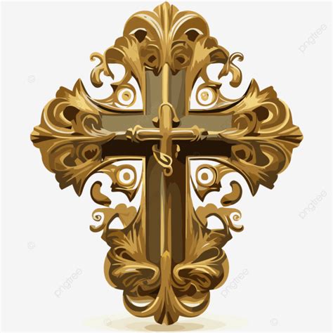 Cross Gold Vector Sticker Clipart An Ornate Gold Cross On A White