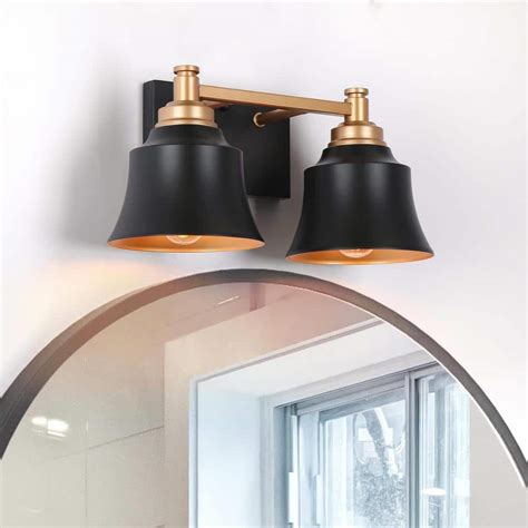 Lnc Pheme Modern In Light Black And Gold Bath Vanity Light With