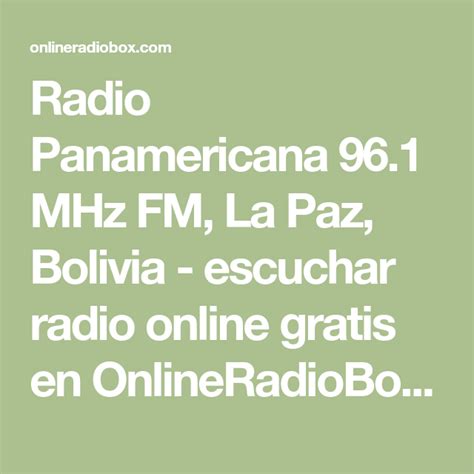 Radio Panamericana Mhz Fm La Paz Bolivia Escuchar Radio Online