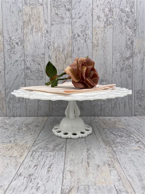 Vintage Cake Stand Westmoreland Doric Milk Glass Pedestal Cake Plate Cupcake Stand