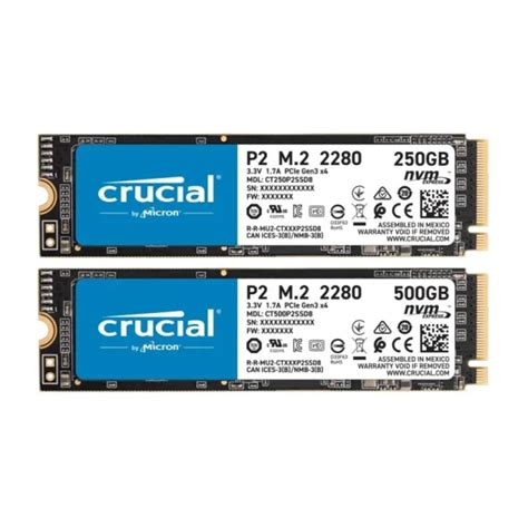 CRUCIAL P2 500GB SSD PCIe NVMe M 2 2280 3D NAND CT500P2SSD8 Solid State