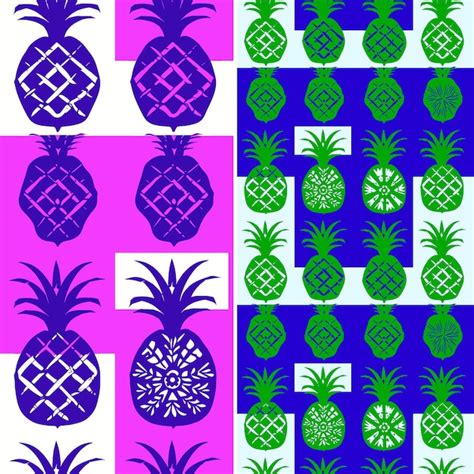 Premium Psd A Set Of Pineapples With A Purple Background