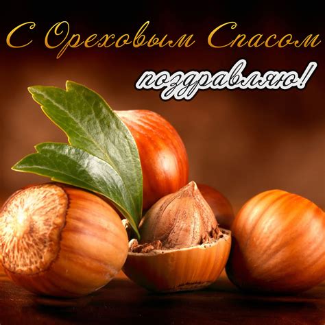 Открытка на Ореховый Спас - красивые большие лесные орешки