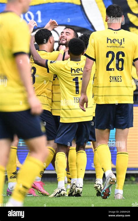 Union S Charles Vanhoutte Celebrates After Scoring During A Soccer