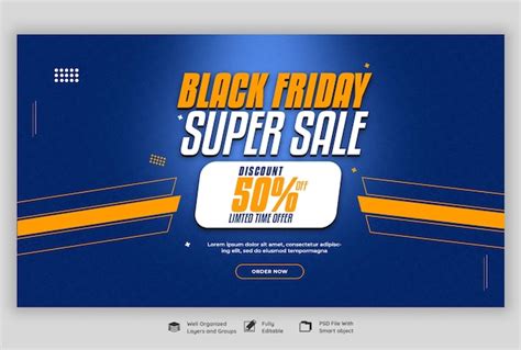 Modelo De Banner Da Web De Super Venda Black Friday Psd Premium