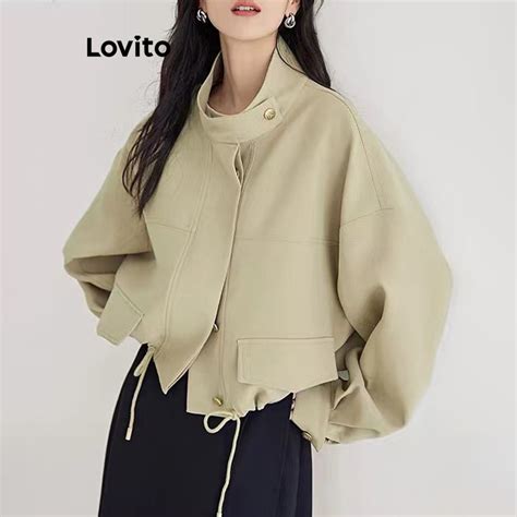 Lovito Jaqueta Casual Bolso Liso Para Mulheres LNA75365 Shopee Brasil