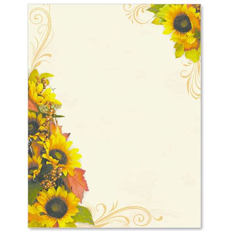 Golden Sunflowers Border Papers Borders For Paper Sunflower