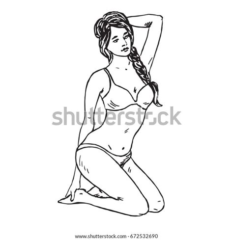Portrait Sexy Retro Pin Girl Bikini Shutterstock