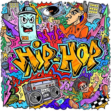 Hip Hop Graffiti Doodle Art Illustration Vector Art Print Urban Art ...