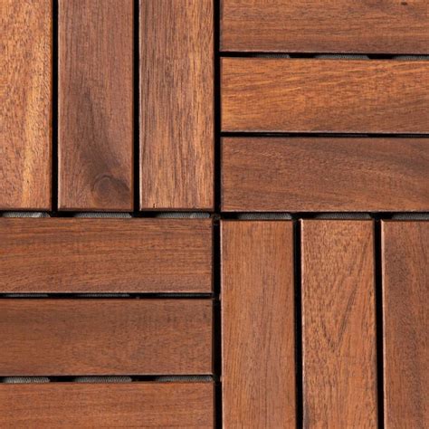 GOGEXX 12 In X 12 In Square Acacia Wood Interlocking Flooring Tiles