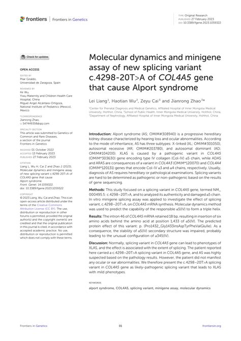 (PDF) Molecular dynamics and minigene assay of new splicing variant c ... 
