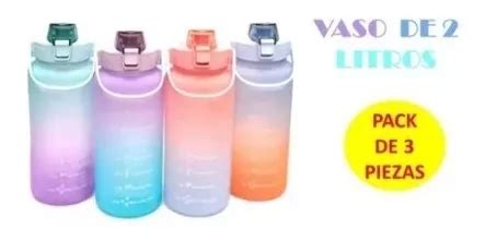 Pack 3 Vasos Jumbo Motivacional De 2 Litros Para Beber Agua Meses Sin