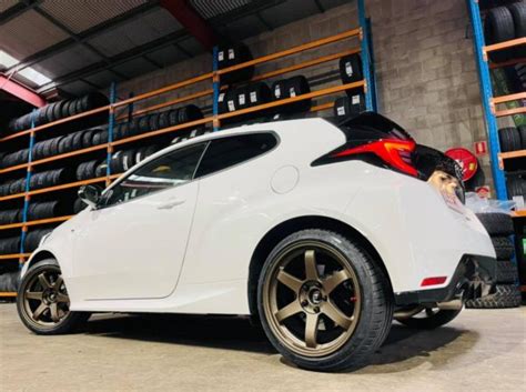 Toyota Yaris Gr White Rays Volk Te Wheel Front