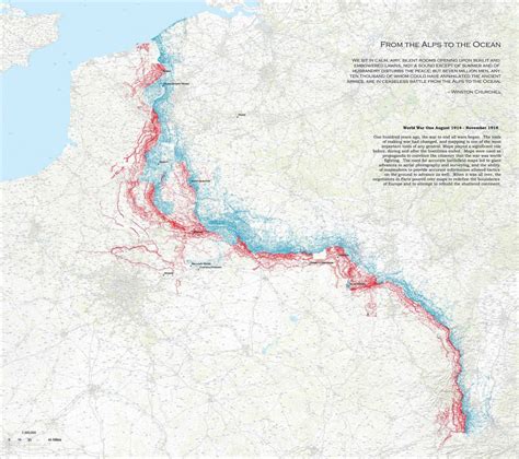 Map showing extent of WW1 trench movement, Aug 1914-Nov 1918 | MR ...