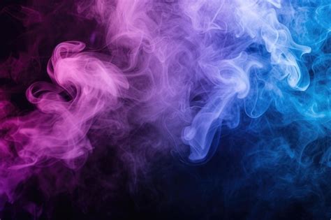 Premium Ai Image Blue Pink Purple Vape Smoke On Black Isolated Background