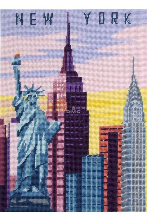 Motif New York Sur Toile Canevas Pénélope De 40x52cm Support Canevas