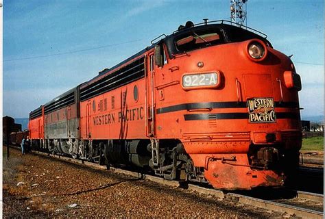 Western Pacific EMD F-7 # 922 A wearing the solid orange and black ...