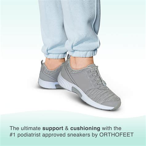 Orthofeet Womens Orthopedic Knit Francis No Tie Sneakersgrey Orthofeet