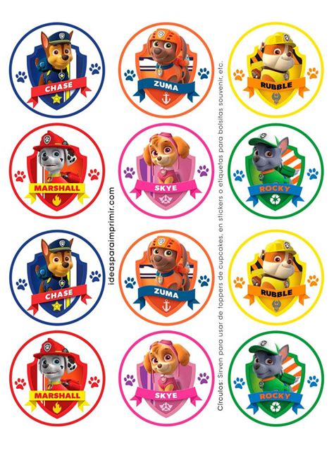 Toppers Paw Patrol Kit Imprimible De Paw Patrol Pegatinas De La