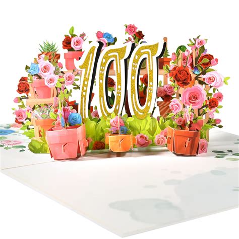 Buy Greeting Art 100th Birthday Pop Up Card 100th Birthday Card For