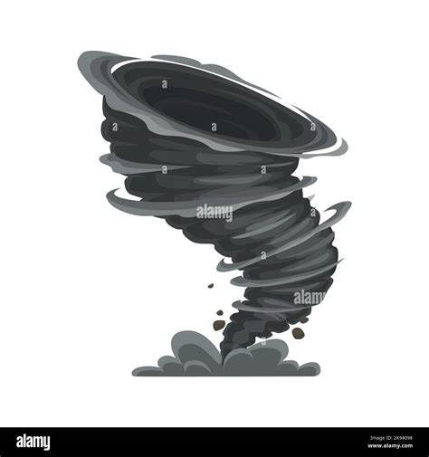 Cartoon Tornado Storm Or Cyclone Twisted Vortex Isolated Vector Black