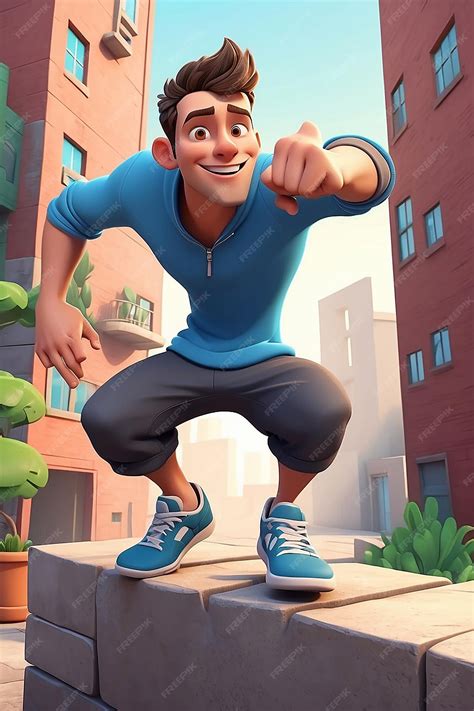 Premium Photo Parkour Expert Cartoon Character 3d Animation