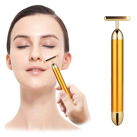 24k Gold Face Lift Bar Roller Vibration Slimming Massager Facial Stick Facial Beauty Skin Care T