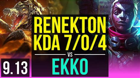 RENEKTON Vs EKKO MID KDA 7 0 4 Godlike Korea Grandmaster V9 13