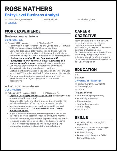 Real Entry Level Business Analyst Resume Examples That Worked In