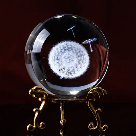 60mm Globe Dandelion Miniatures Crystal Ball 3d Laser Engraved Glass Ball Sphere Ebay