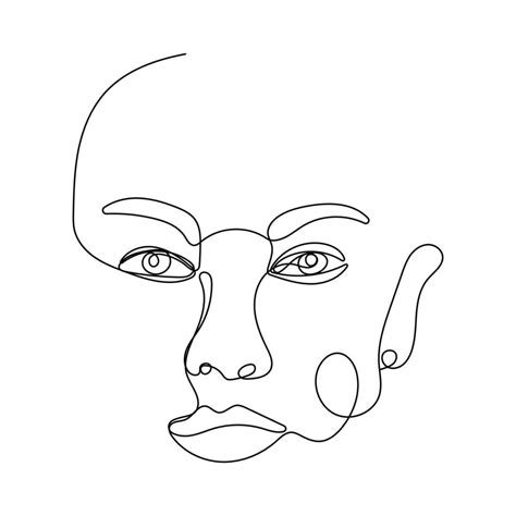 Continu Un Ligne Dessin De Femme Visage 21748138 Art Vectoriel Chez