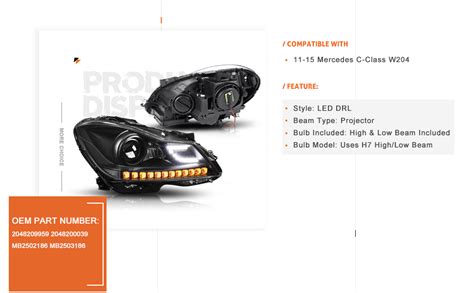 Amazon Pm Performotor D Led Drl Projector Headlights Assembly