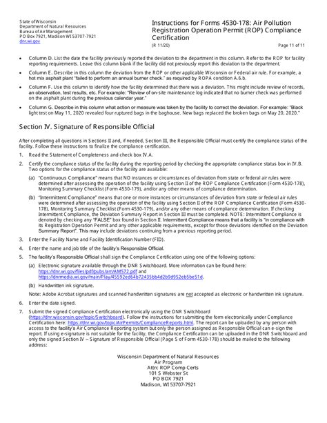 Download Instructions For Form 4530 178 Air Pollution Registration Operation Permit Rop Annual