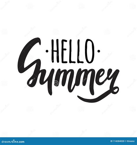 Vector Illustration With Hello Summer Lettering Stock Vector