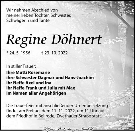 Traueranzeigen Von Regine D Hnert Trauer Anzeigen De