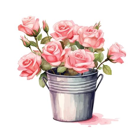 Flower Bucket Drawing Image | Best Flower Site