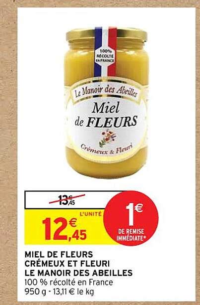 Promo Miel De Fleurs Crémeux Et Fleuri Le Manoir Des Abeilles chez