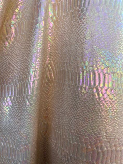 Iridescent Snake Foil Print On Light Nude Nylon Spandex Fabric Etsy